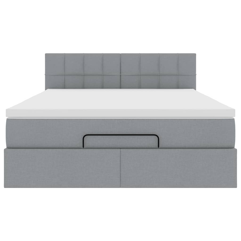 vidaXL Pat otoman cu saltea țesătură gri deschis 140x190 cm