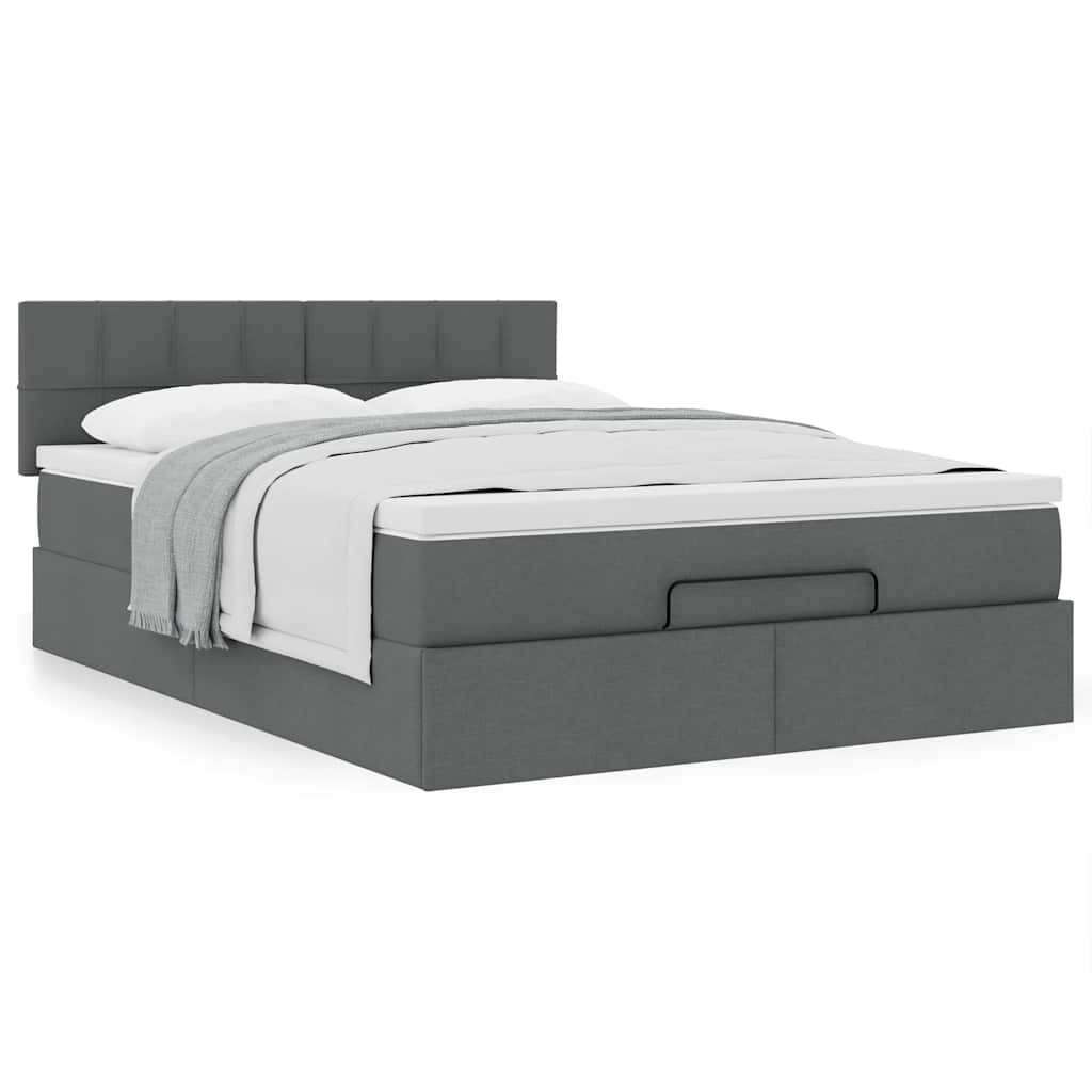 vidaXL Pat otoman cu saltea țesătură gri închis 140x190 cm