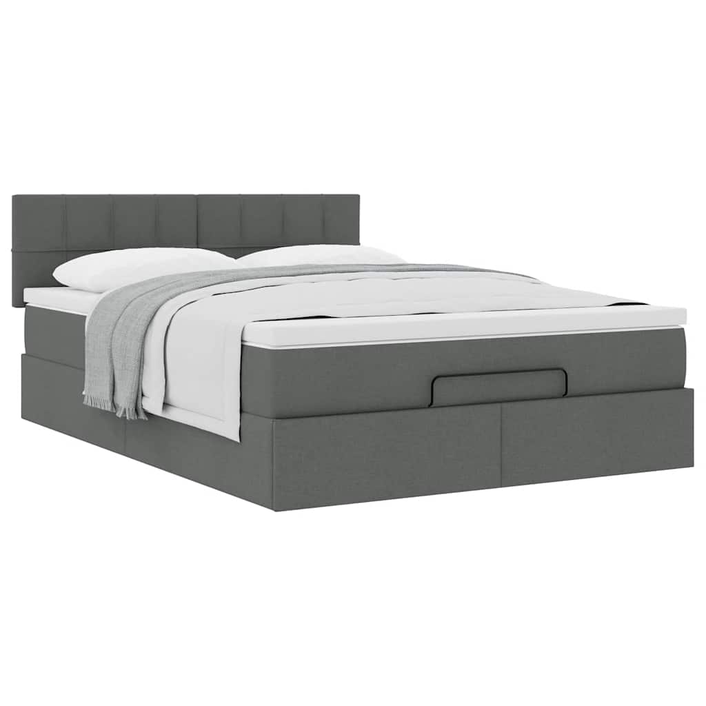 vidaXL Pat otoman cu saltea țesătură gri închis 140x190 cm