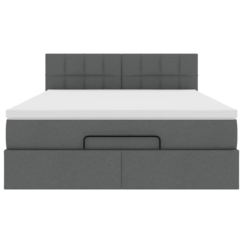 vidaXL Pat otoman cu saltea țesătură gri închis 140x190 cm