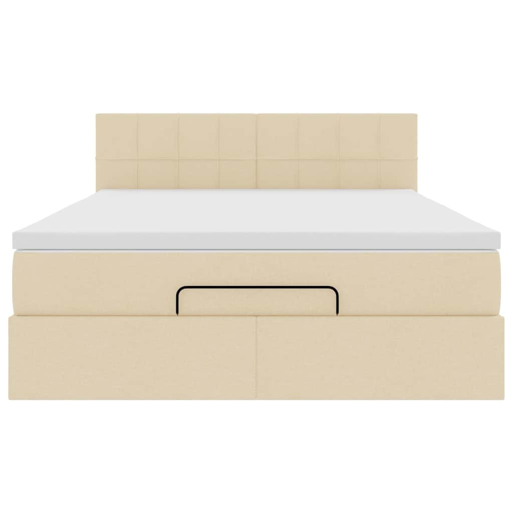 vidaXL Pat otoman cu saltea crem 140x200 cm stofa