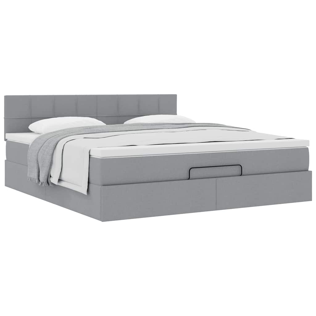 vidaXL Pat otoman cu saltea țesătură gri deschis 160x200 cm