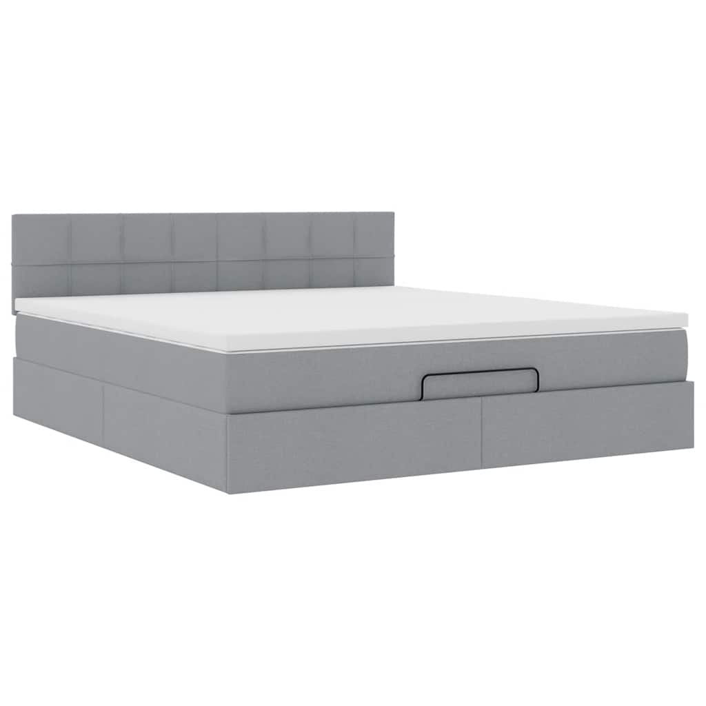 vidaXL Pat otoman cu saltea țesătură gri deschis 160x200 cm
