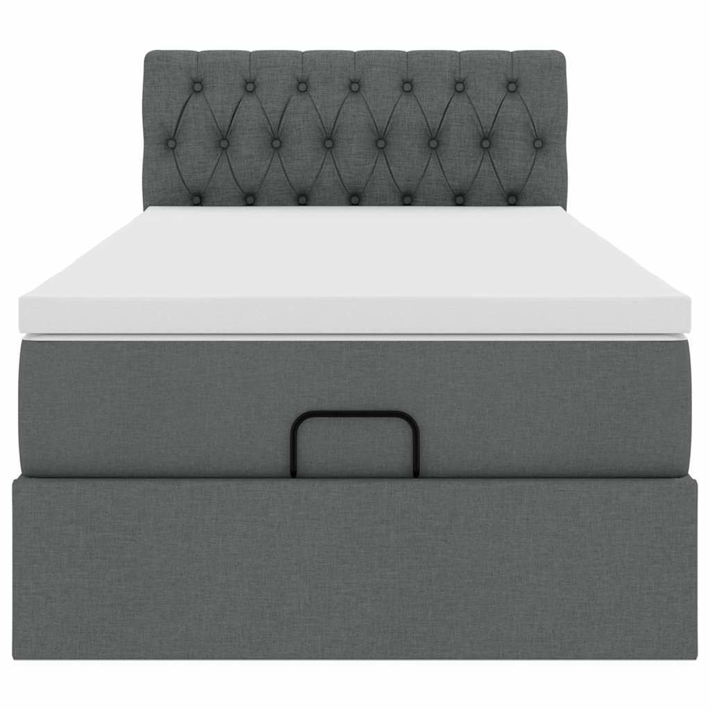 vidaXL Pat otoman cu saltea țesătură gri închis 90x200 cm