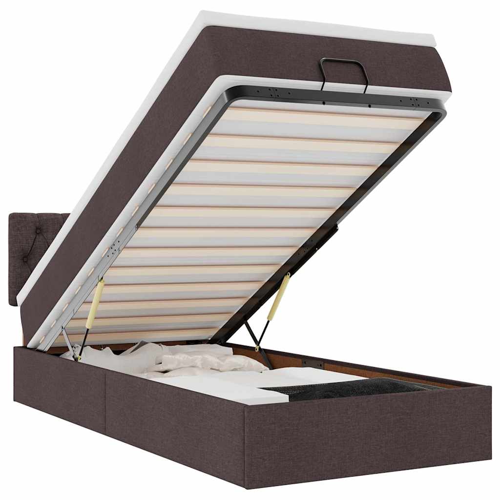 vidaXL Pat otoman cu saltea țesătură maro închis 100x200 cm