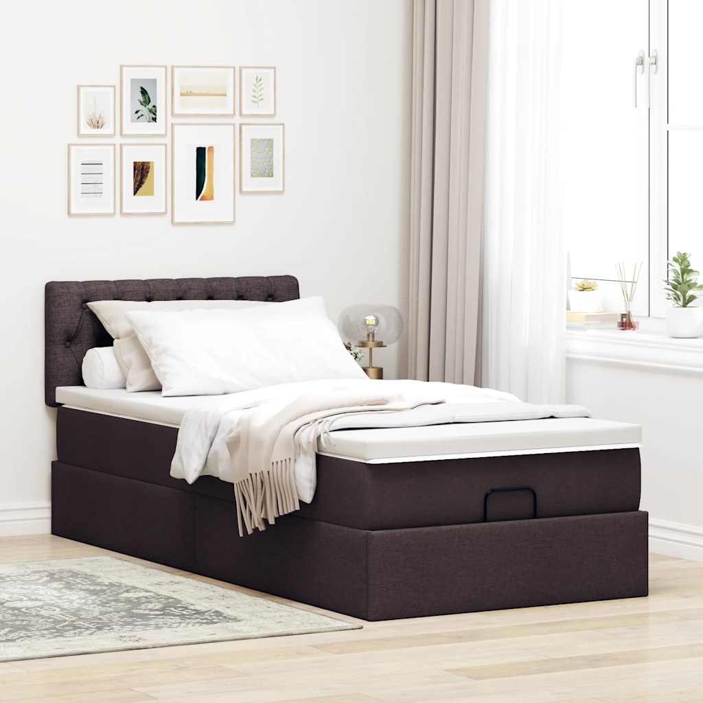 vidaXL Pat otoman cu saltea țesătură maro închis 100x200 cm