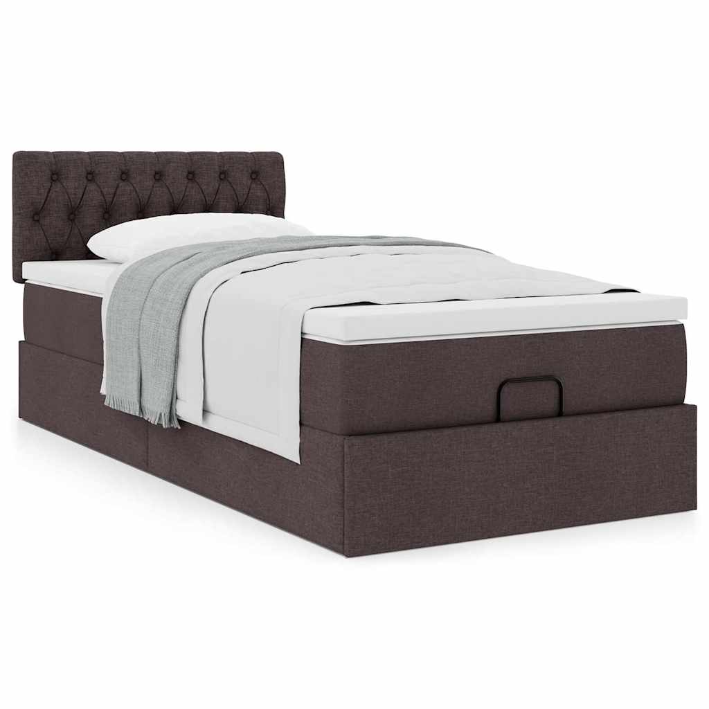 vidaXL Pat otoman cu saltea țesătură maro închis 100x200 cm