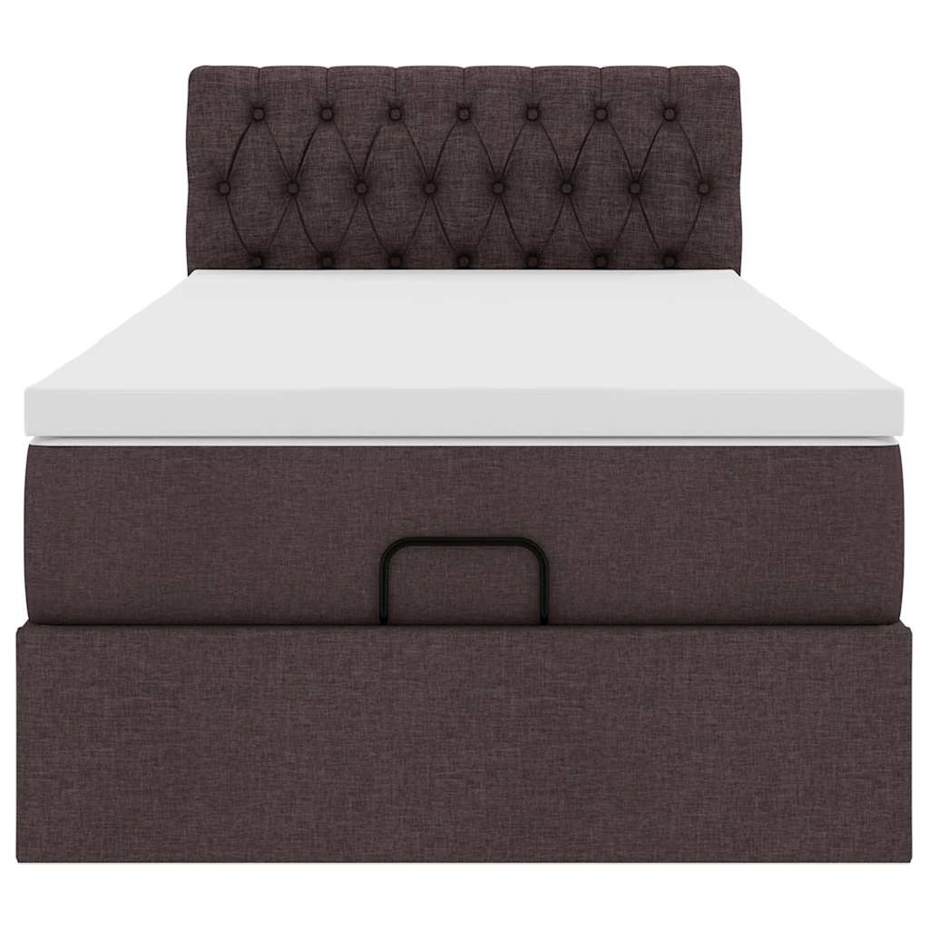 vidaXL Pat otoman cu saltea țesătură maro închis 100x200 cm