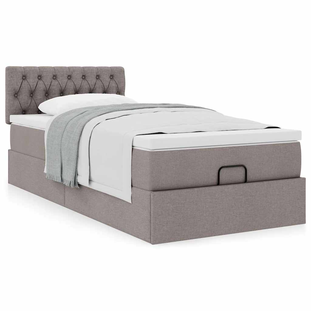 vidaXL Pat otoman cu saltea Taupe 100x200 cm Stofa