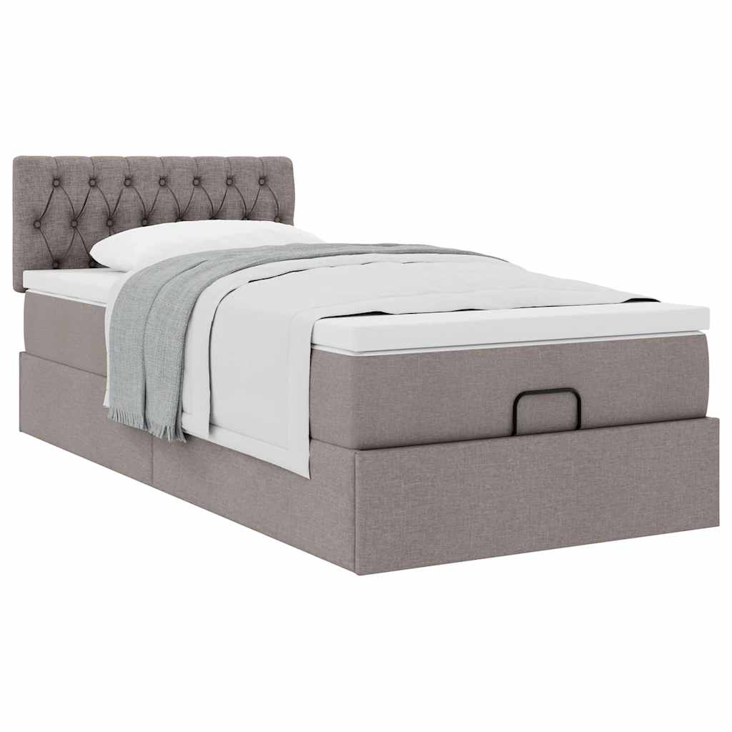 vidaXL Pat otoman cu saltea Taupe 100x200 cm Stofa
