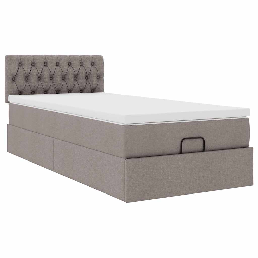 vidaXL Pat otoman cu saltea Taupe 100x200 cm Stofa