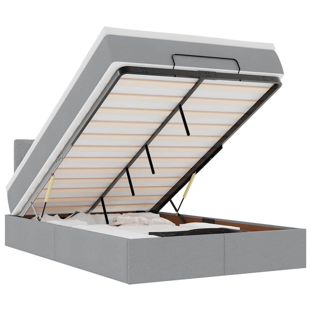 vidaXL Pat otoman cu saltea țesătură gri deschis 120x200 cm