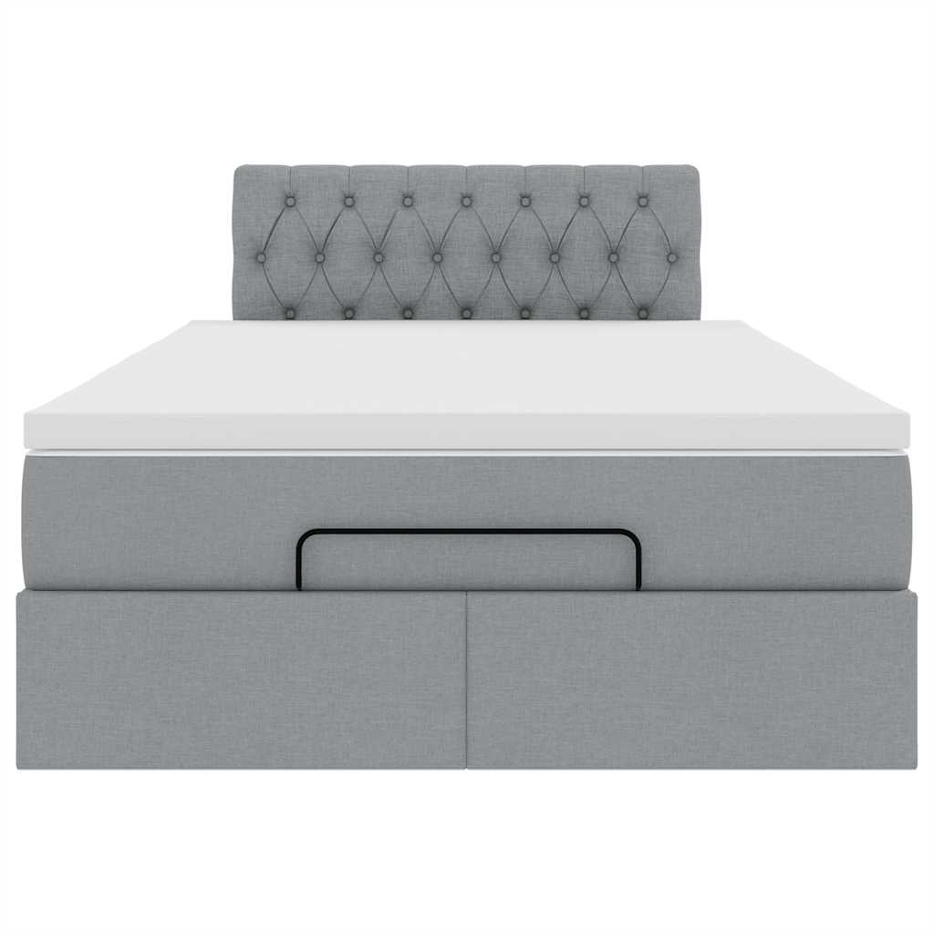 vidaXL Pat otoman cu saltea țesătură gri deschis 120x200 cm