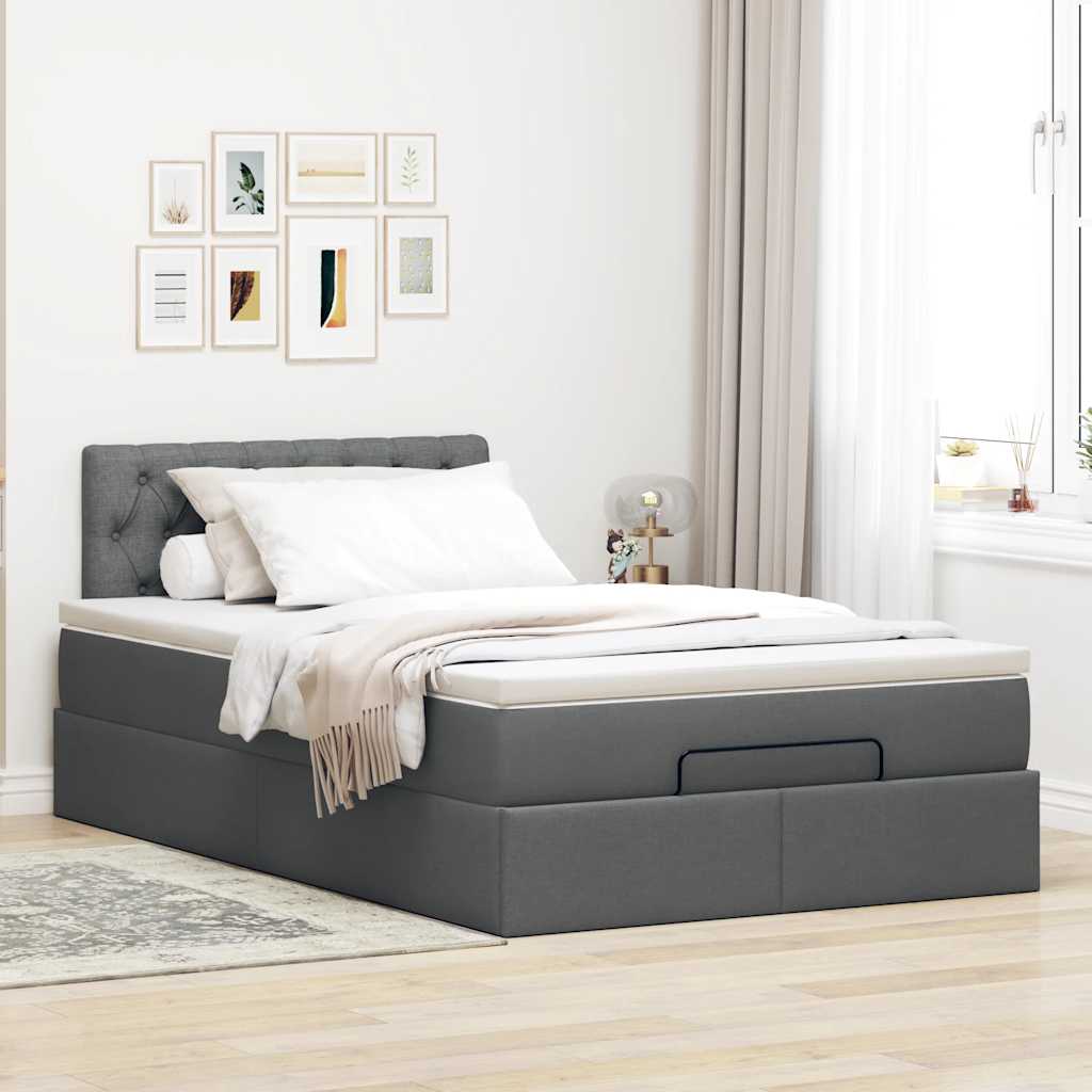 vidaXL Pat otoman cu saltea țesătură gri închis 120x200 cm