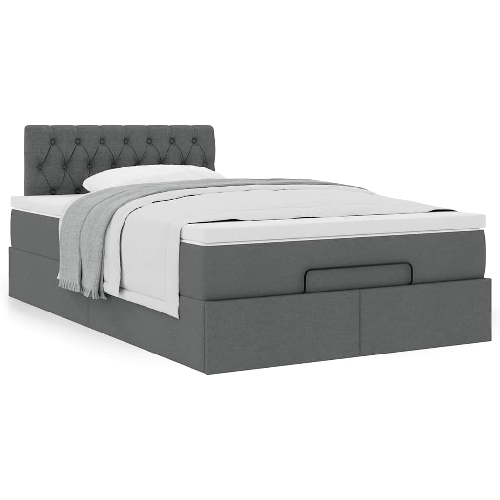 vidaXL Pat otoman cu saltea țesătură gri închis 120x200 cm