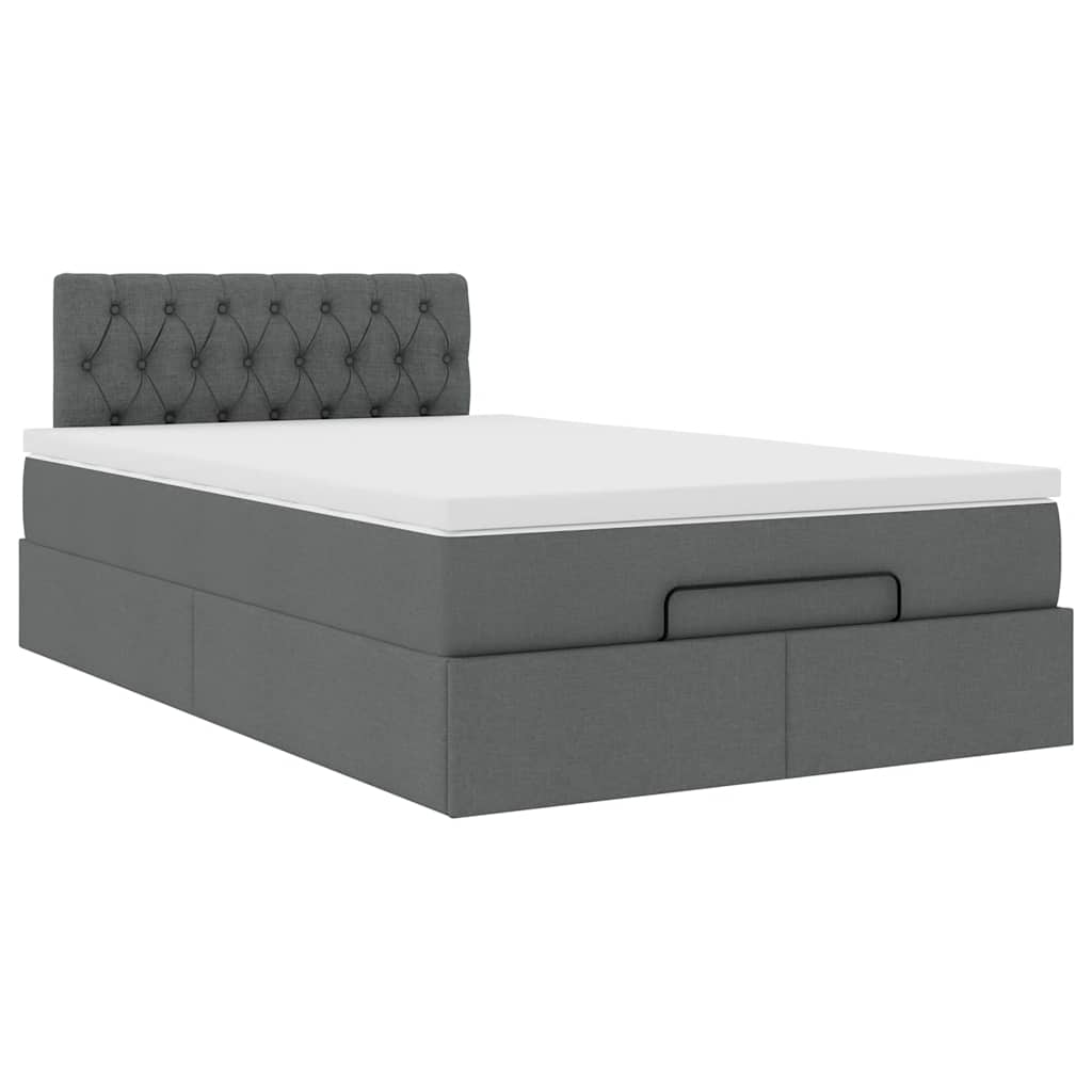 vidaXL Pat otoman cu saltea țesătură gri închis 120x200 cm
