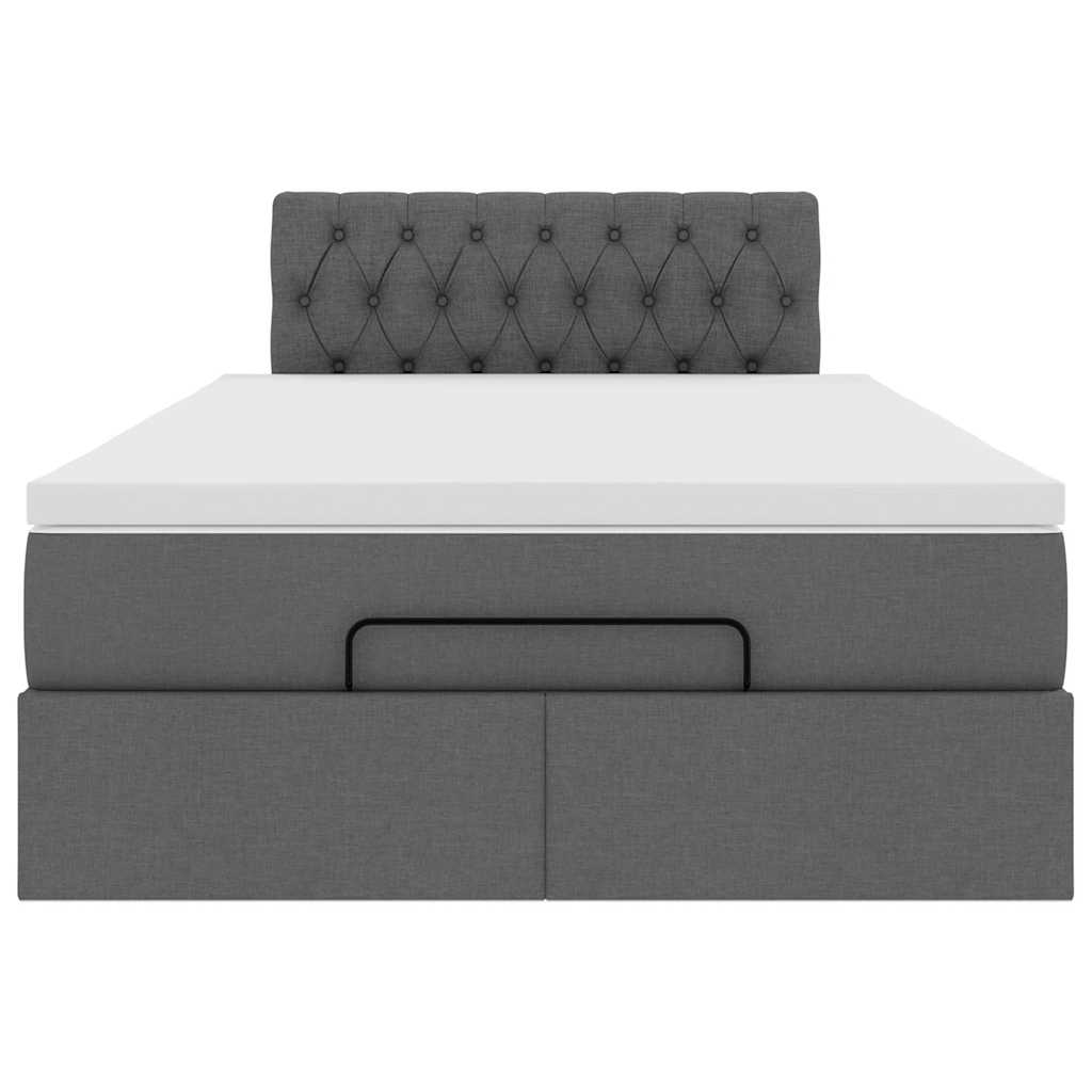 vidaXL Pat otoman cu saltea țesătură gri închis 120x200 cm