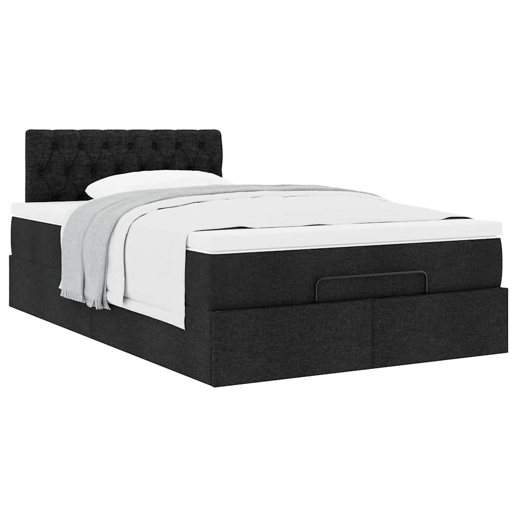 vidaXL Pat otoman cu saltea negru 120x200 cm stofa