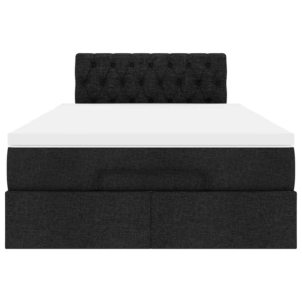 vidaXL Pat otoman cu saltea negru 120x200 cm stofa