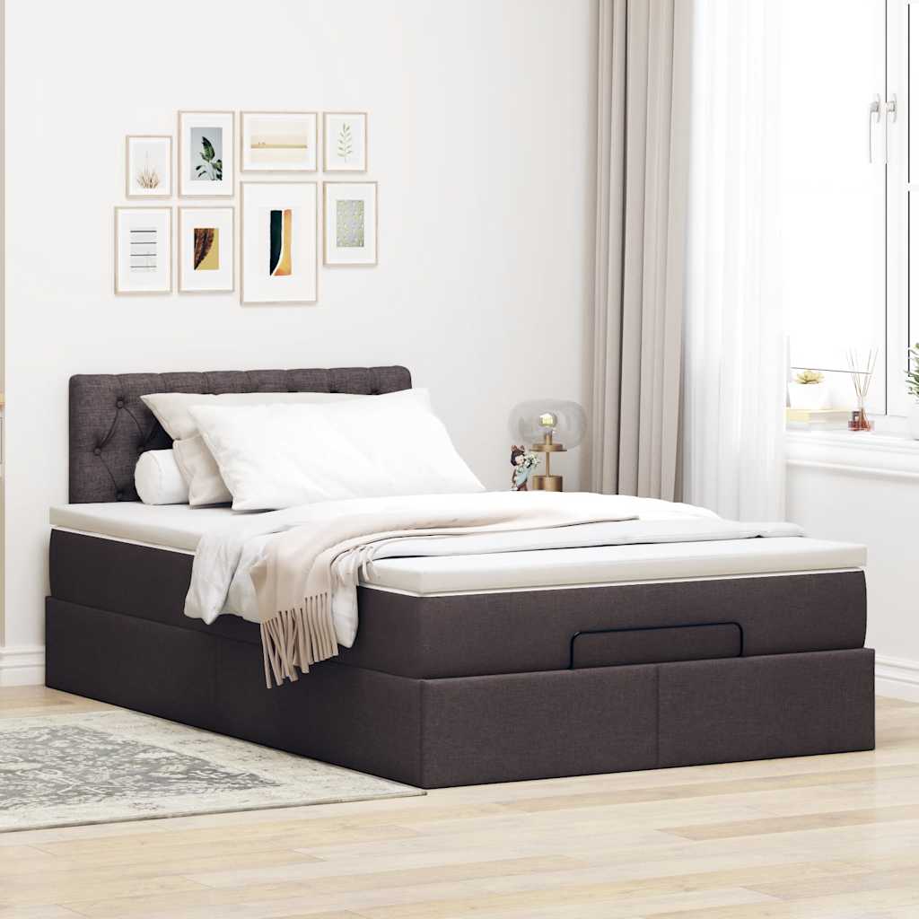 vidaXL Pat otoman cu saltea țesătură maro închis 120x200 cm