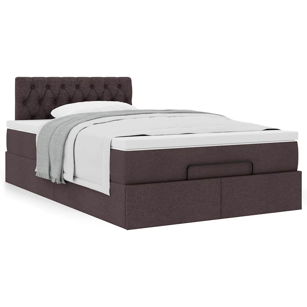 vidaXL Pat otoman cu saltea țesătură maro închis 120x200 cm
