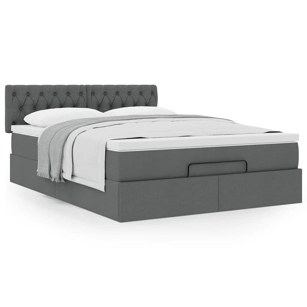 vidaXL Pat otoman cu saltea țesătură gri închis 140x190 cm