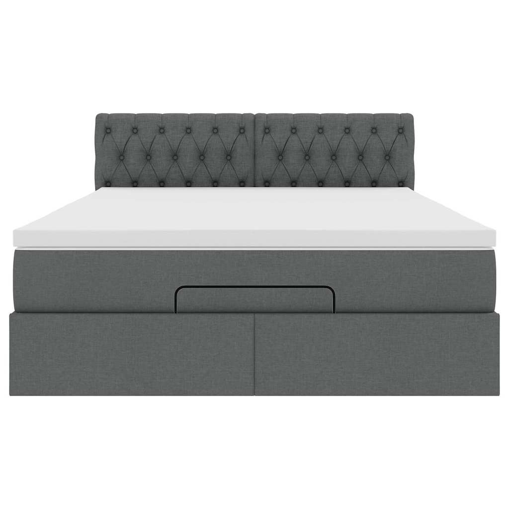 vidaXL Pat otoman cu saltea țesătură gri închis 140x190 cm