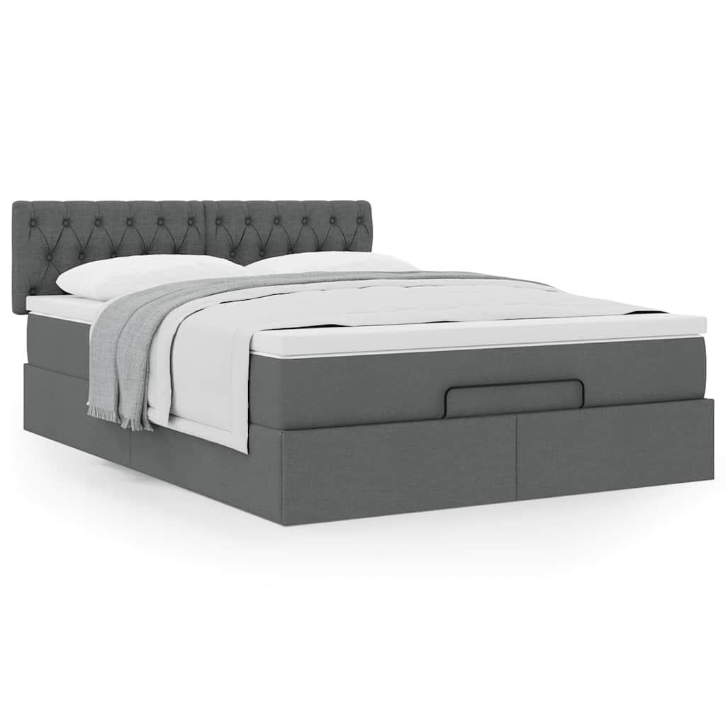 vidaXL Pat otoman cu saltea țesătură gri închis 140x200 cm