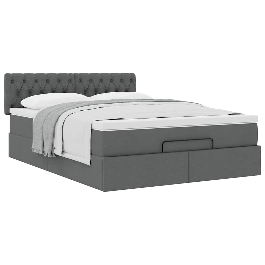 vidaXL Pat otoman cu saltea țesătură gri închis 140x200 cm
