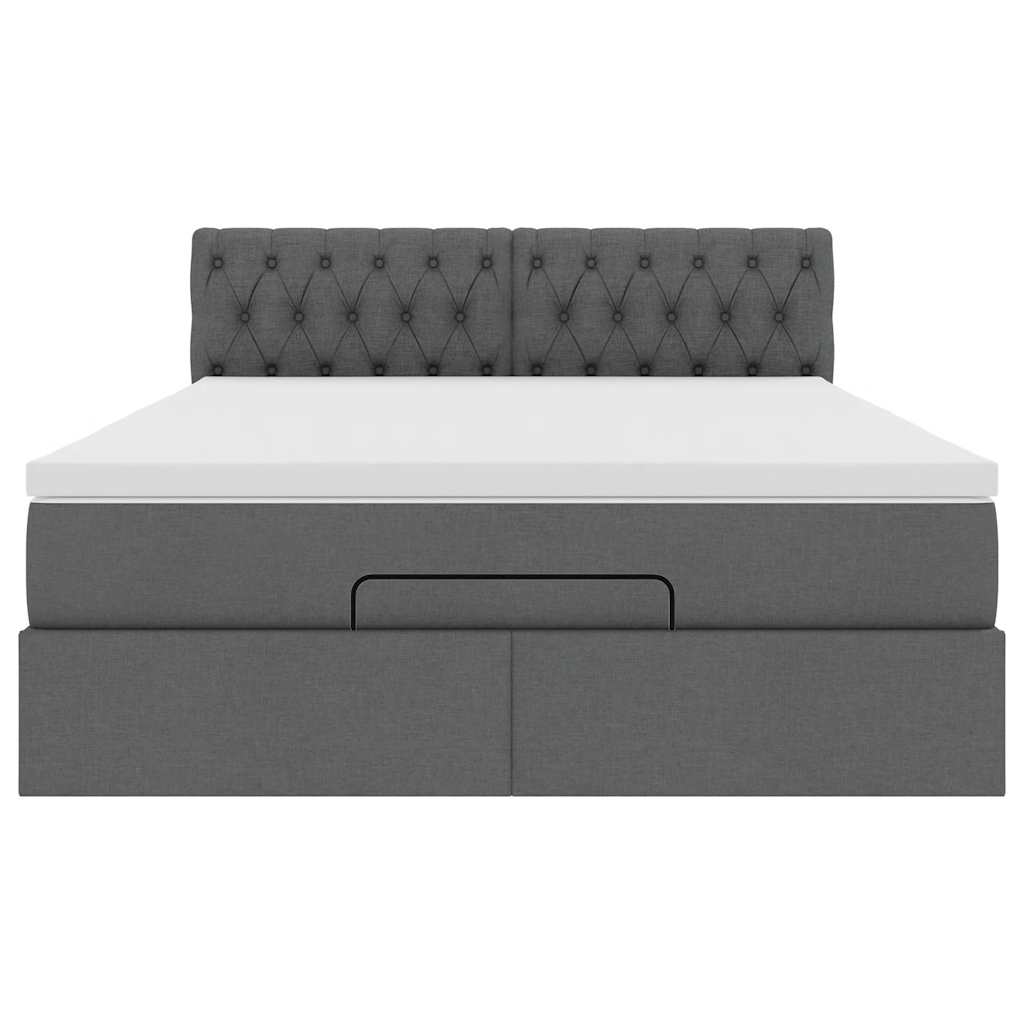 vidaXL Pat otoman cu saltea țesătură gri închis 140x200 cm