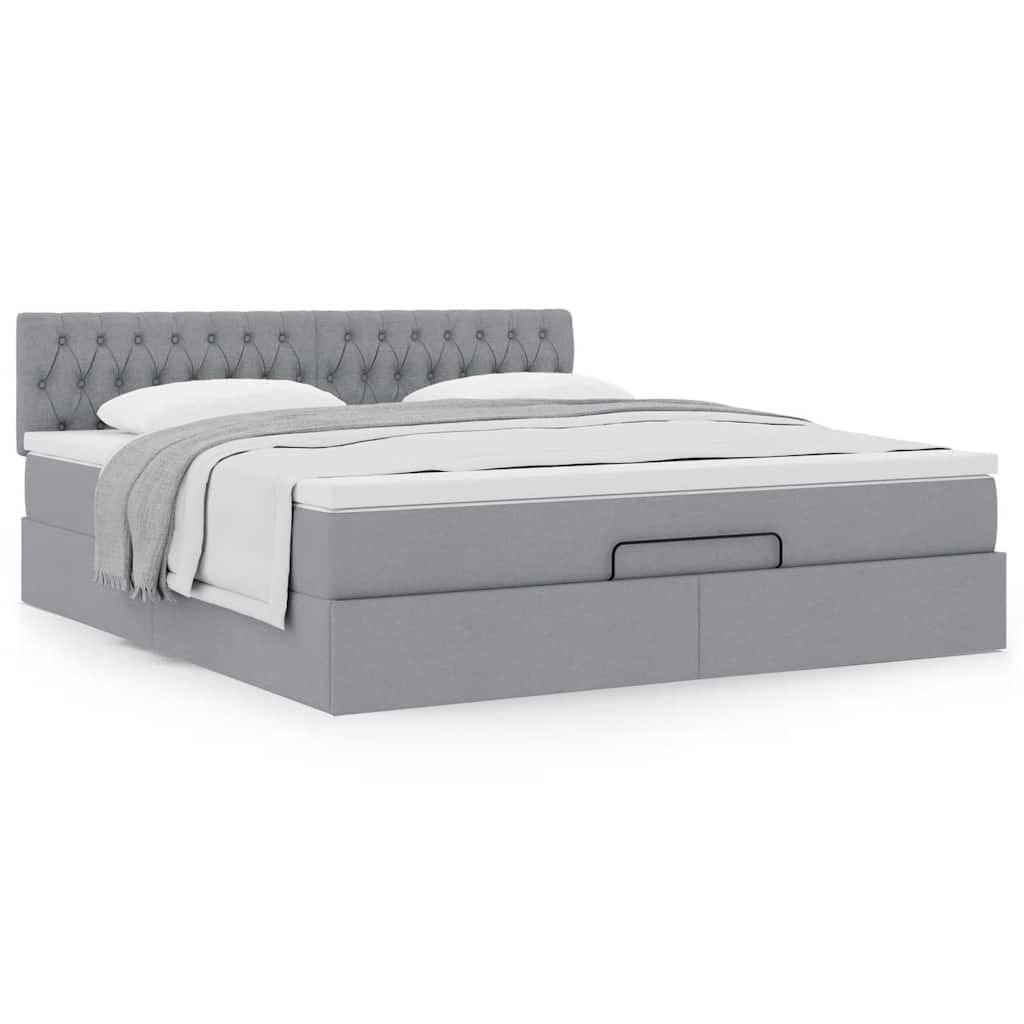 vidaXL Pat otoman cu saltea țesătură gri deschis 160x200 cm