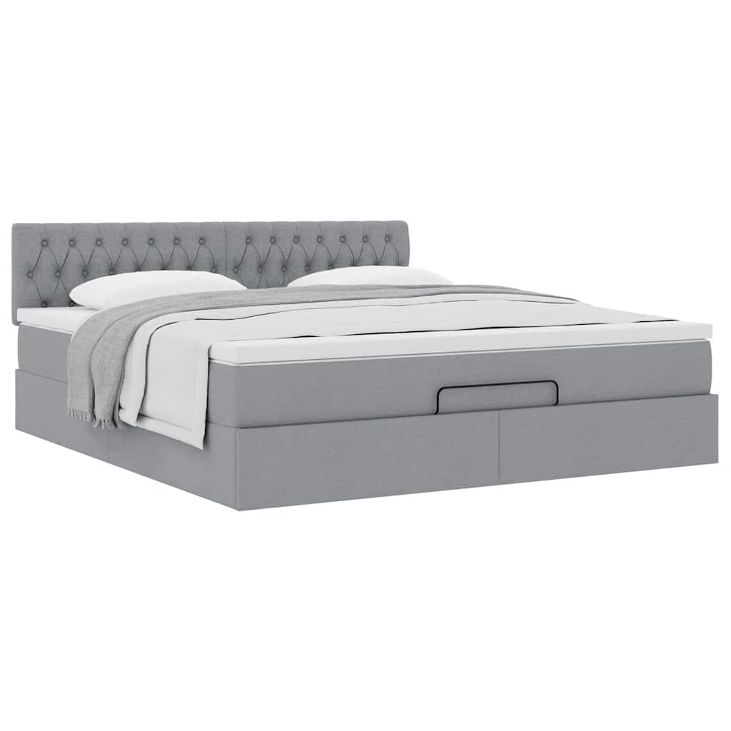 vidaXL Pat otoman cu saltea țesătură gri deschis 160x200 cm