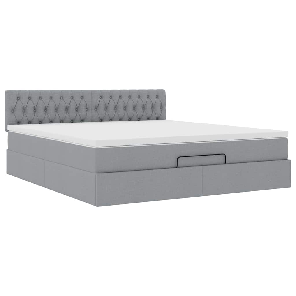 vidaXL Pat otoman cu saltea țesătură gri deschis 160x200 cm