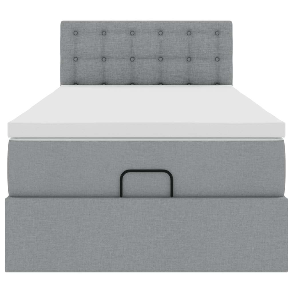 vidaXL Pat otoman cu saltea țesătură gri deschis 90x200 cm