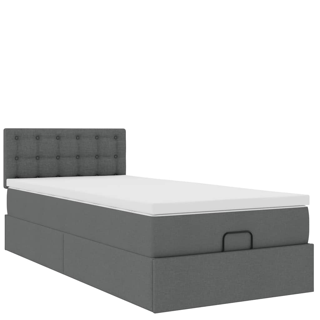 vidaXL Pat otoman cu saltea țesătură gri închis 90x200 cm