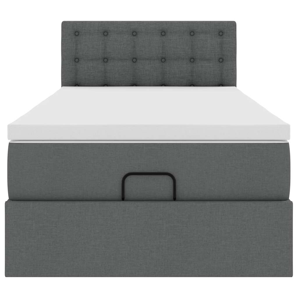 vidaXL Pat otoman cu saltea țesătură gri închis 90x200 cm