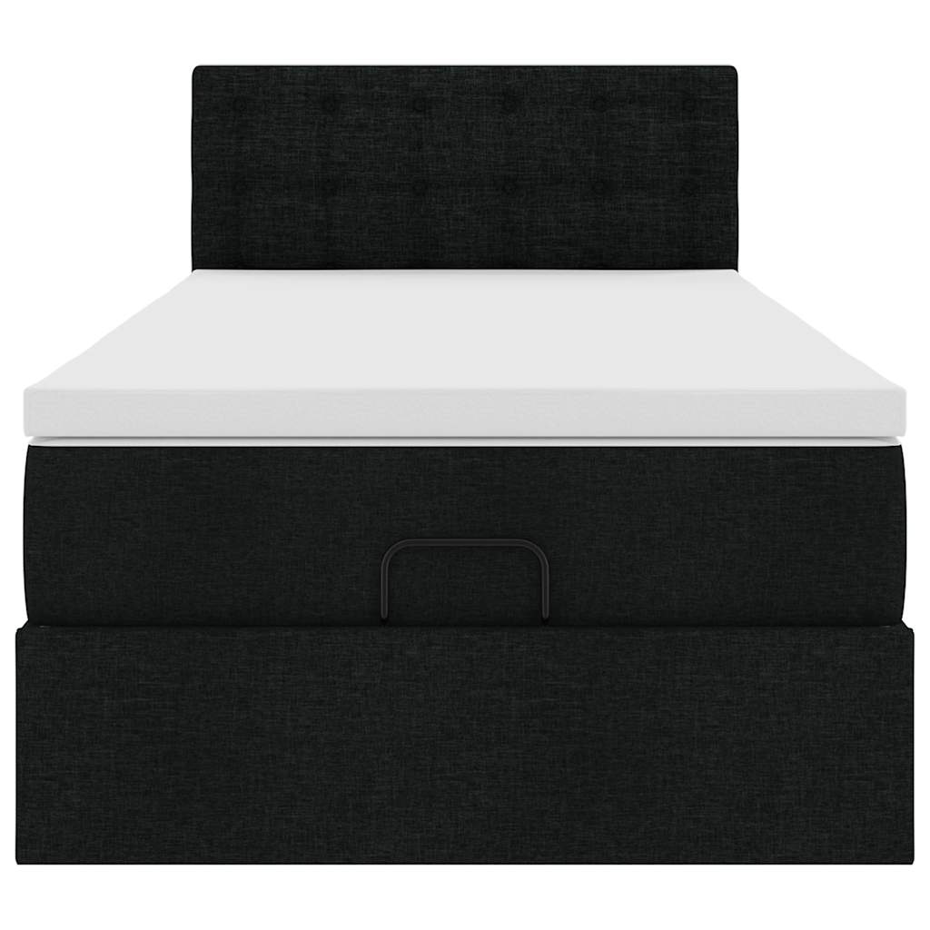 vidaXL Pat otoman cu saltea negru 100x200 cm stofa vidaXL Pat otoman cu saltea negru 100x200 cm stofa