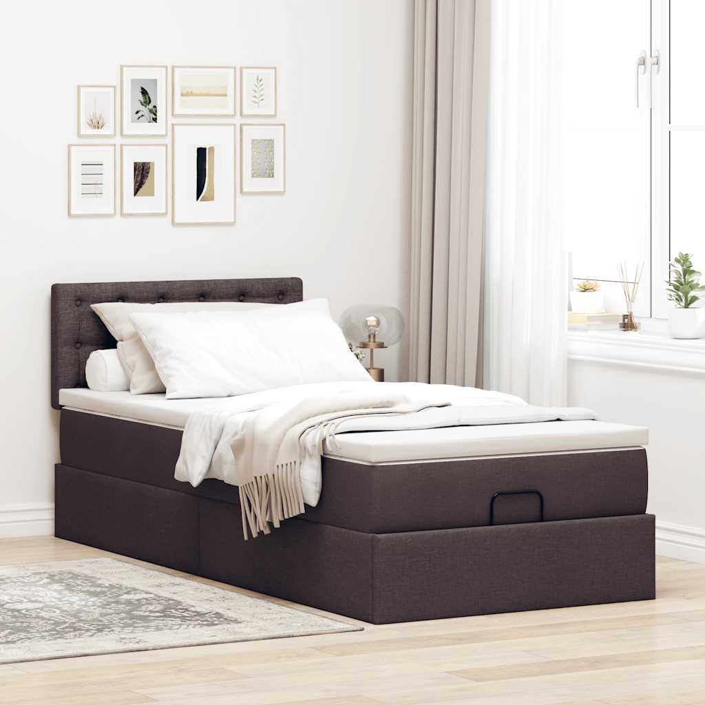 vidaXL Pat otoman cu saltea țesătură maro închis 100x200 cm