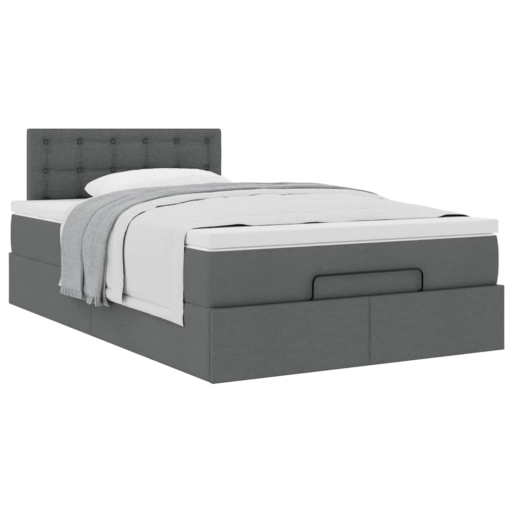 vidaXL Pat otoman cu saltea țesătură gri închis 120x200 cm