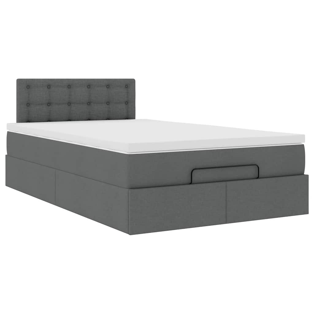 vidaXL Pat otoman cu saltea țesătură gri închis 120x200 cm