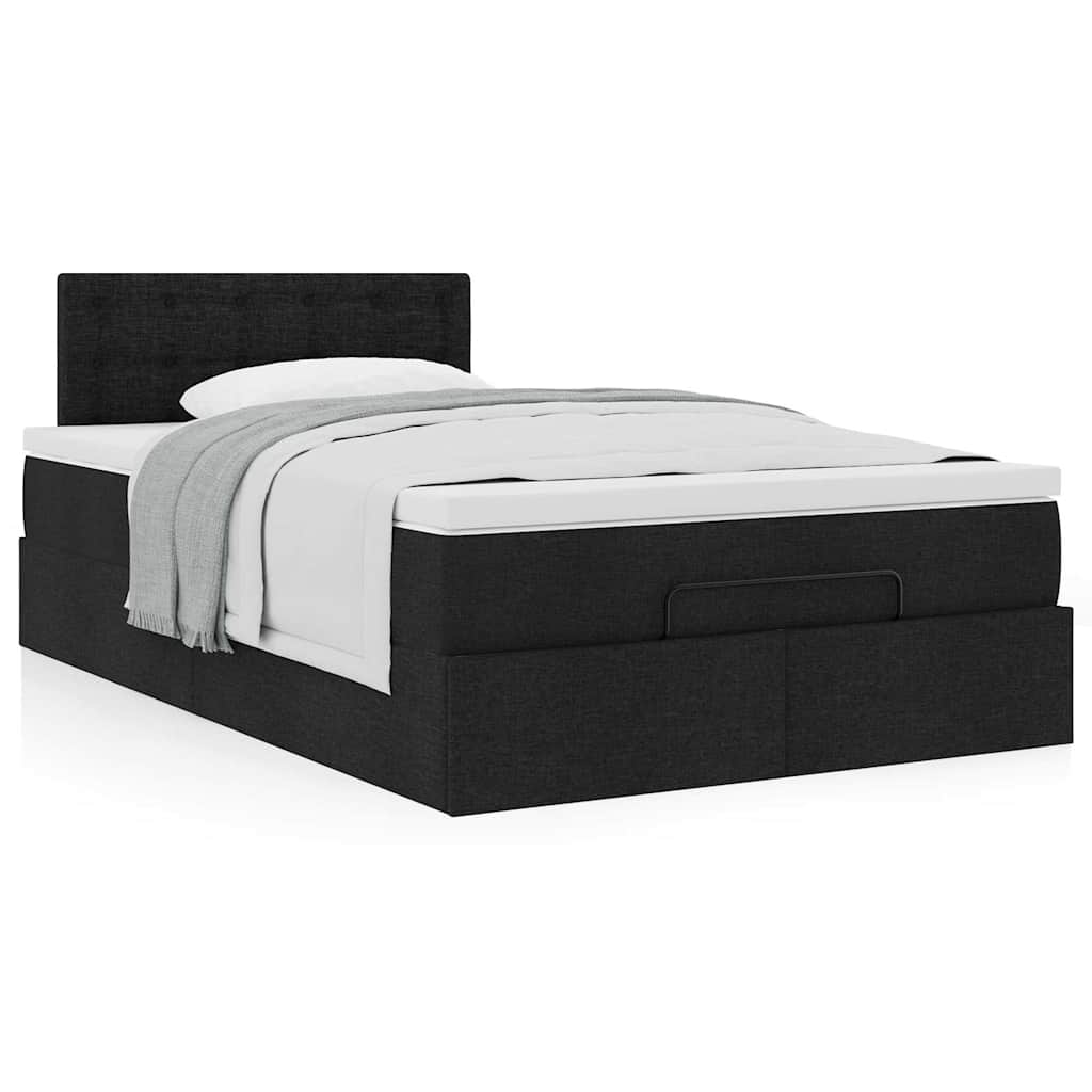 vidaXL Pat otoman cu saltea negru 120x200 cm stofa