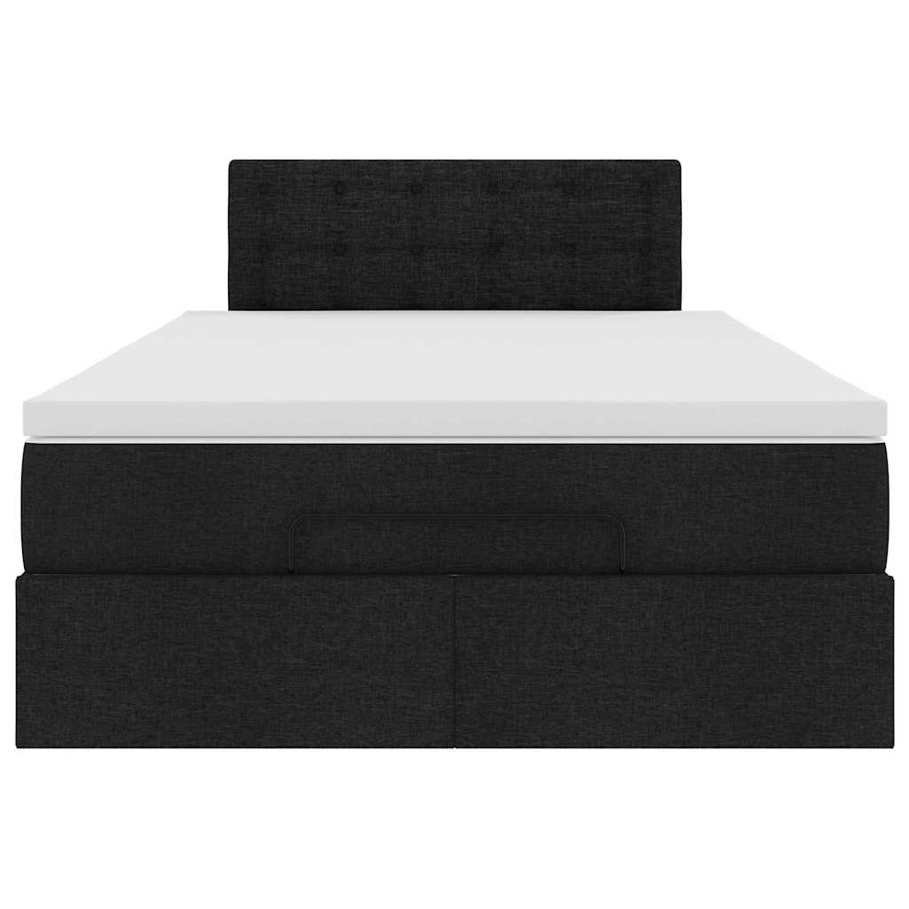 vidaXL Pat otoman cu saltea negru 120x200 cm stofa