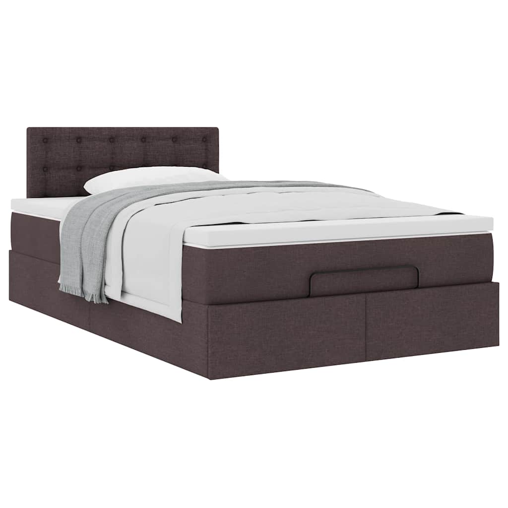 vidaXL Pat otoman cu saltea țesătură maro închis 120x200 cm
