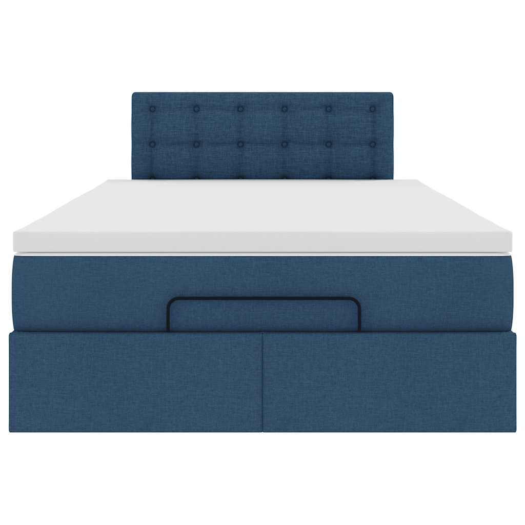 vidaXL Pat otoman cu saltea albastru 120x200 cm stofa vidaXL Pat otoman cu saltea albastru 120x200 cm stofa