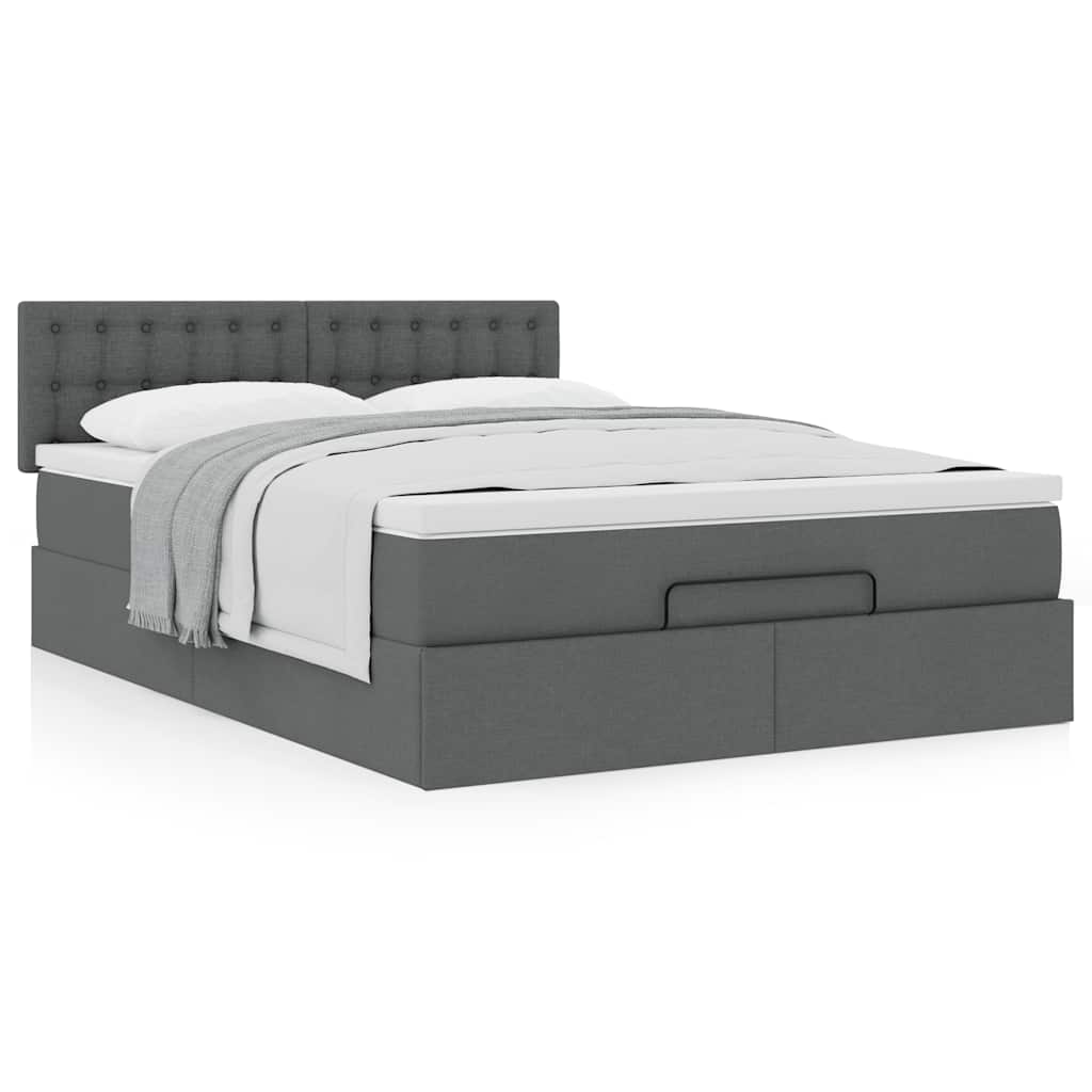 vidaXL Pat otoman cu saltea țesătură gri închis 140x190 cm