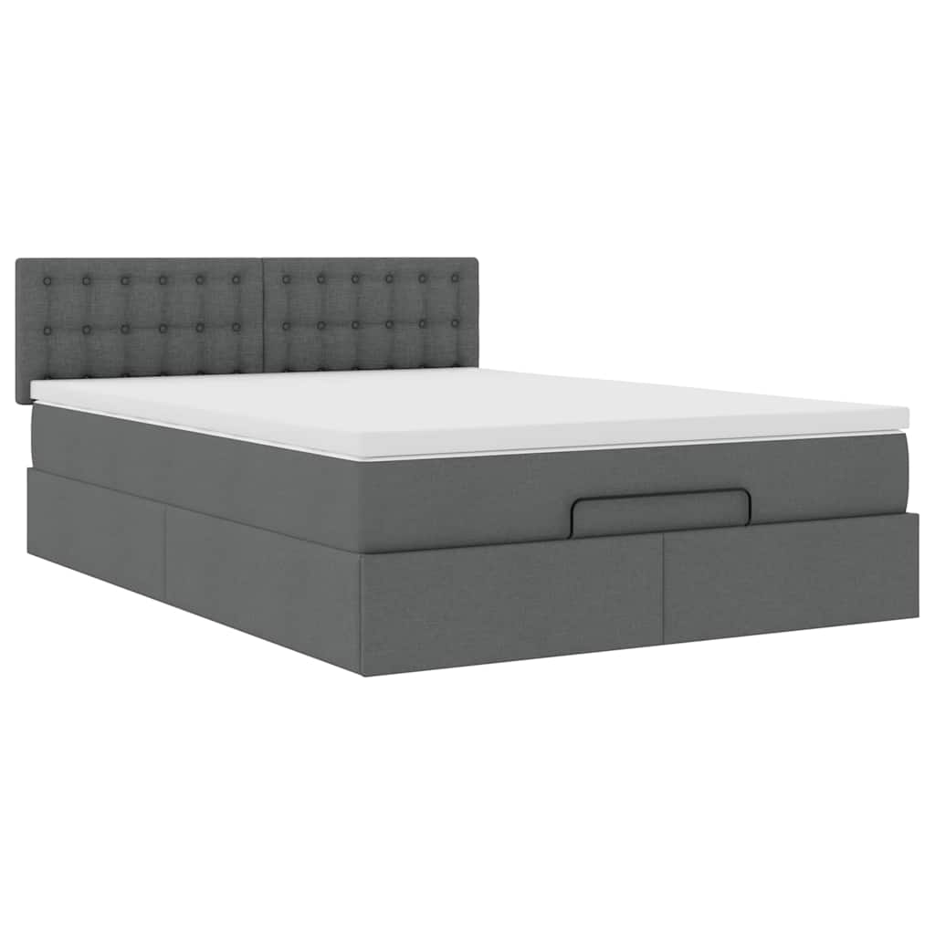 vidaXL Pat otoman cu saltea țesătură gri închis 140x190 cm
