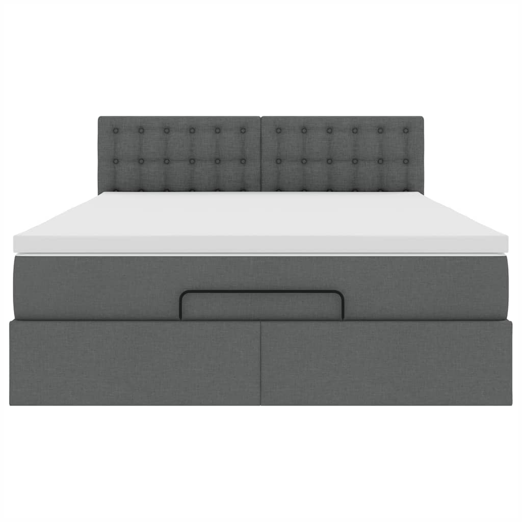 vidaXL Pat otoman cu saltea țesătură gri închis 140x190 cm