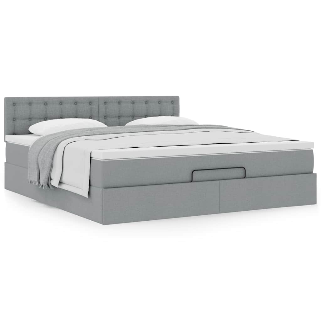 vidaXL Pat otoman cu saltea țesătură gri deschis 160x200 cm