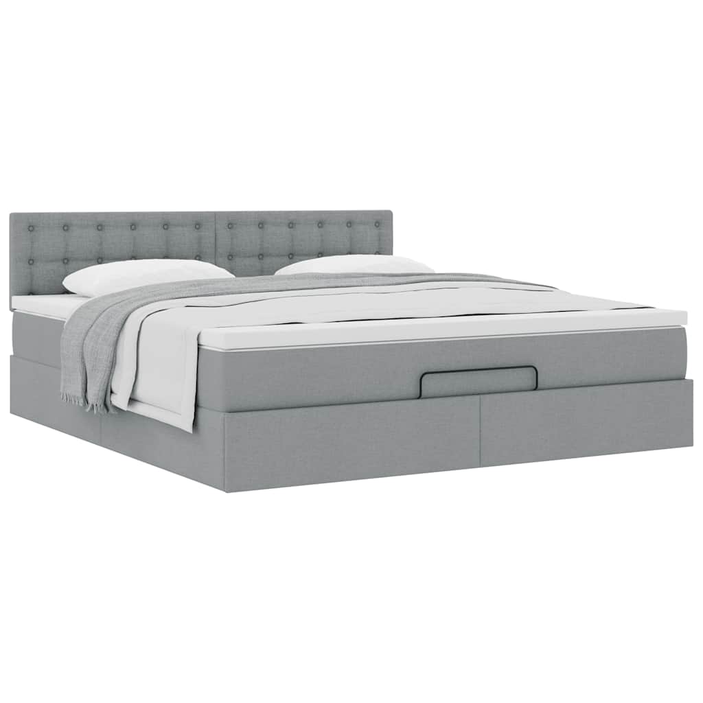 vidaXL Pat otoman cu saltea țesătură gri deschis 160x200 cm