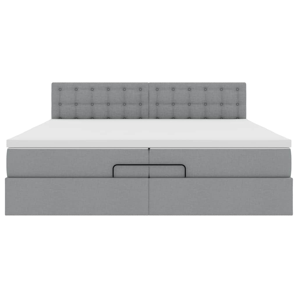 vidaXL Cadru de pat otoman cu saltea țesătură gri deschis 200x200 cm